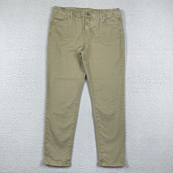 Soft Surroundings Pants Womens Medium Beige Metallic Sequins Pocket Accents Work - Picture 1 of 16